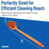 SPARTA 20" Floater Scrub Brush with Long Handle, Oil-Resistant Polyester Bristles, Multiple Trim Angles, Foam-Injected Polymer Block, Commercial