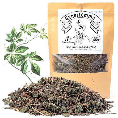 EidolonGreen Organic Jiaogulan (Gynostemma/???/jiao gu lan) - 2oz (60g) Dried Herbal Tea - Also Known as Southern Ginseng or Immortality Herb