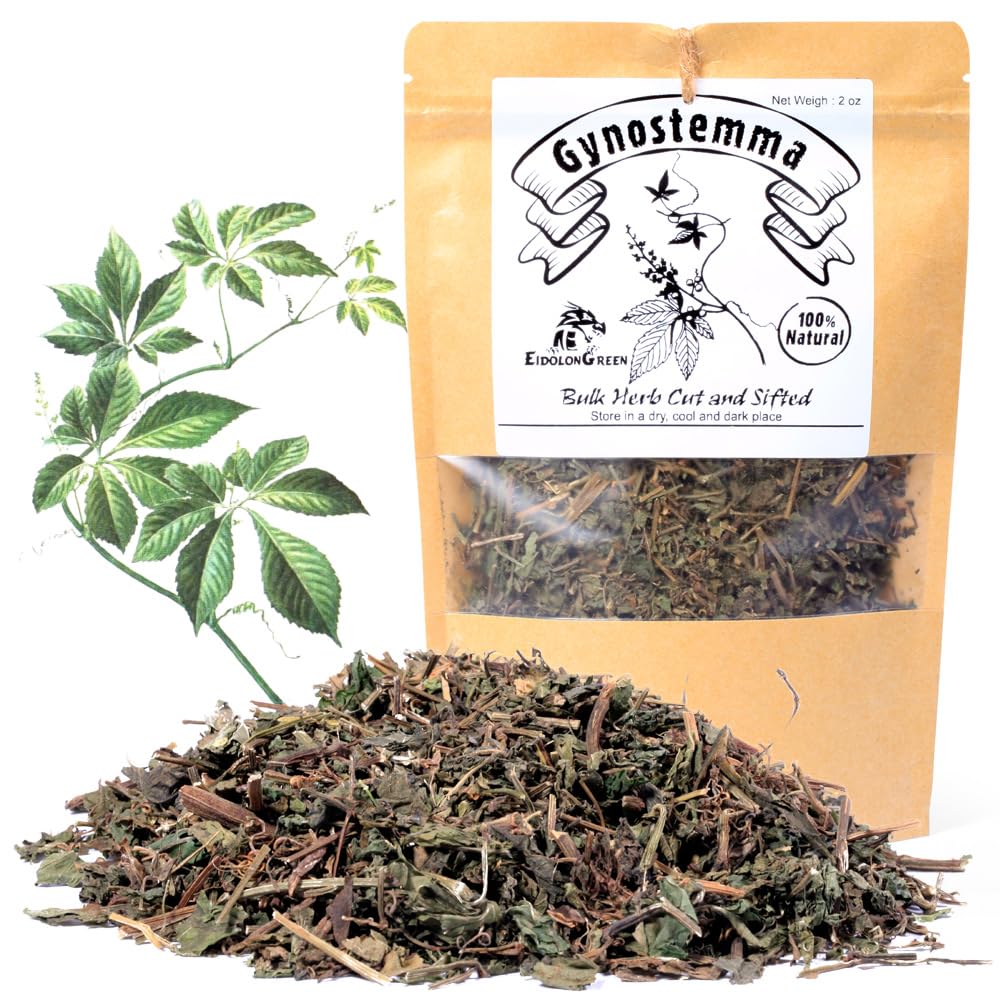 EidolonGreen Organic Jiaogulan (Gynostemma/???/jiao gu lan) - 2oz (60g) Dried Herbal Tea - Also Known as Southern Ginseng or Immortality Herb