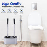 MY JOY SHOP Stainless Steel Toilet Brush and Holder Set - Modern Toilet Brush and Plunger Set - Bathroom Essentials