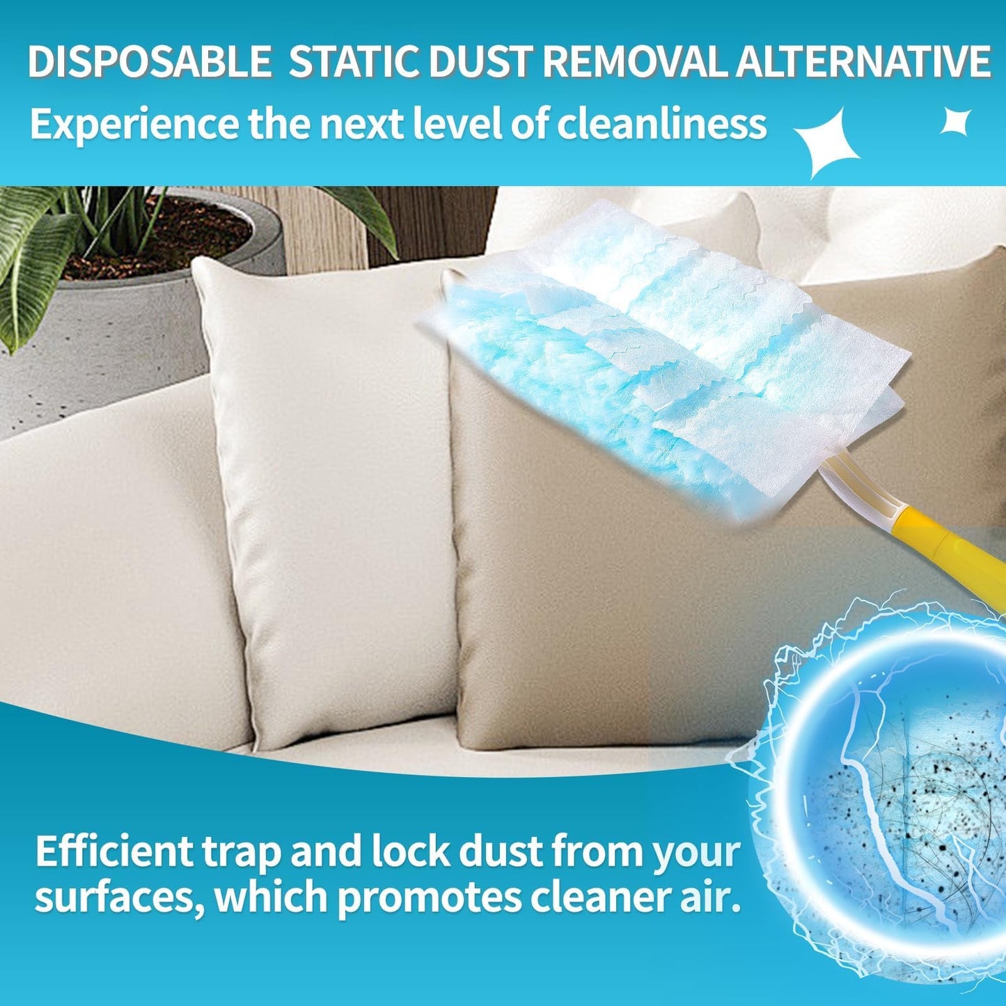 FURCIELOS Disposable Microfiber Feather Duster Refills, Multi-Surface Duster Compatible with Swiffer Dusters Handle, 60 Count, Unscented