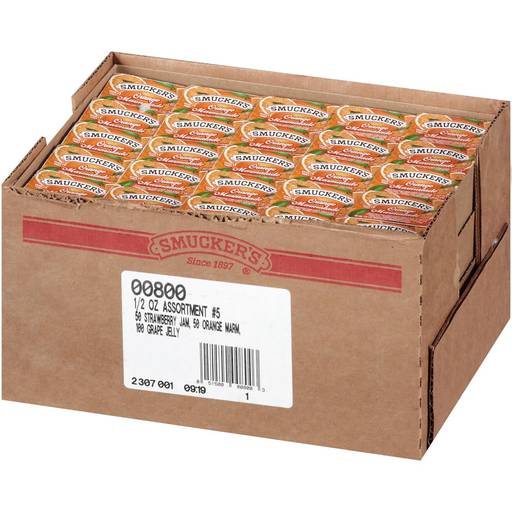 Smuckers Assortment 5 Jelly, 1/2 Ounce -- 200 per case.