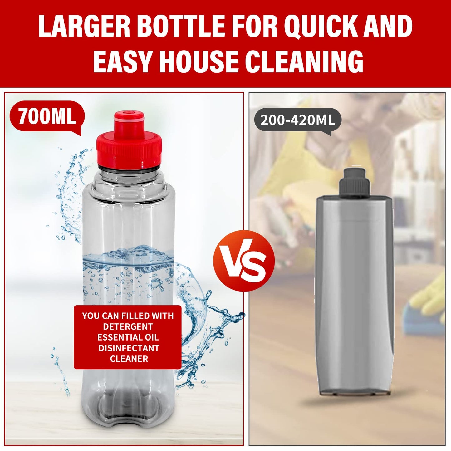 Spray Mops for Floor Cleaning, Microfiber Spray Cleaning Mop Kit with 3 Reusable Washable Pads 700ML Refillable Bottle and Scrubber Flat Mop with 360