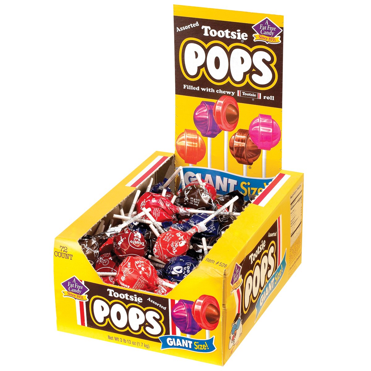 Tootsie Pops Giant Candy - Original Fruity Lollipop with Chocolatey Center - Over 3.5 Pound Bag of Assorted Pops - Five Classic Flavors - Peanut Free