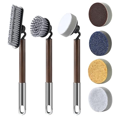 6-in-1 360° Kitchen Brush, Dish Brush Set, Cleaning Brushes for Dishes, Pots, Sinks & Kitchen Utensils, Multi-Purpose Kitchen Supplies,Father's Day