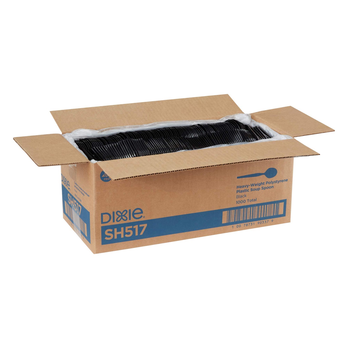 Dixie 5.75" Heavy-Weight Polystyrene Plastic Soup Spoon by GP PRO (Georgia-Pacific), Black, SH517, (Case of 1,000), 1 Box/Case