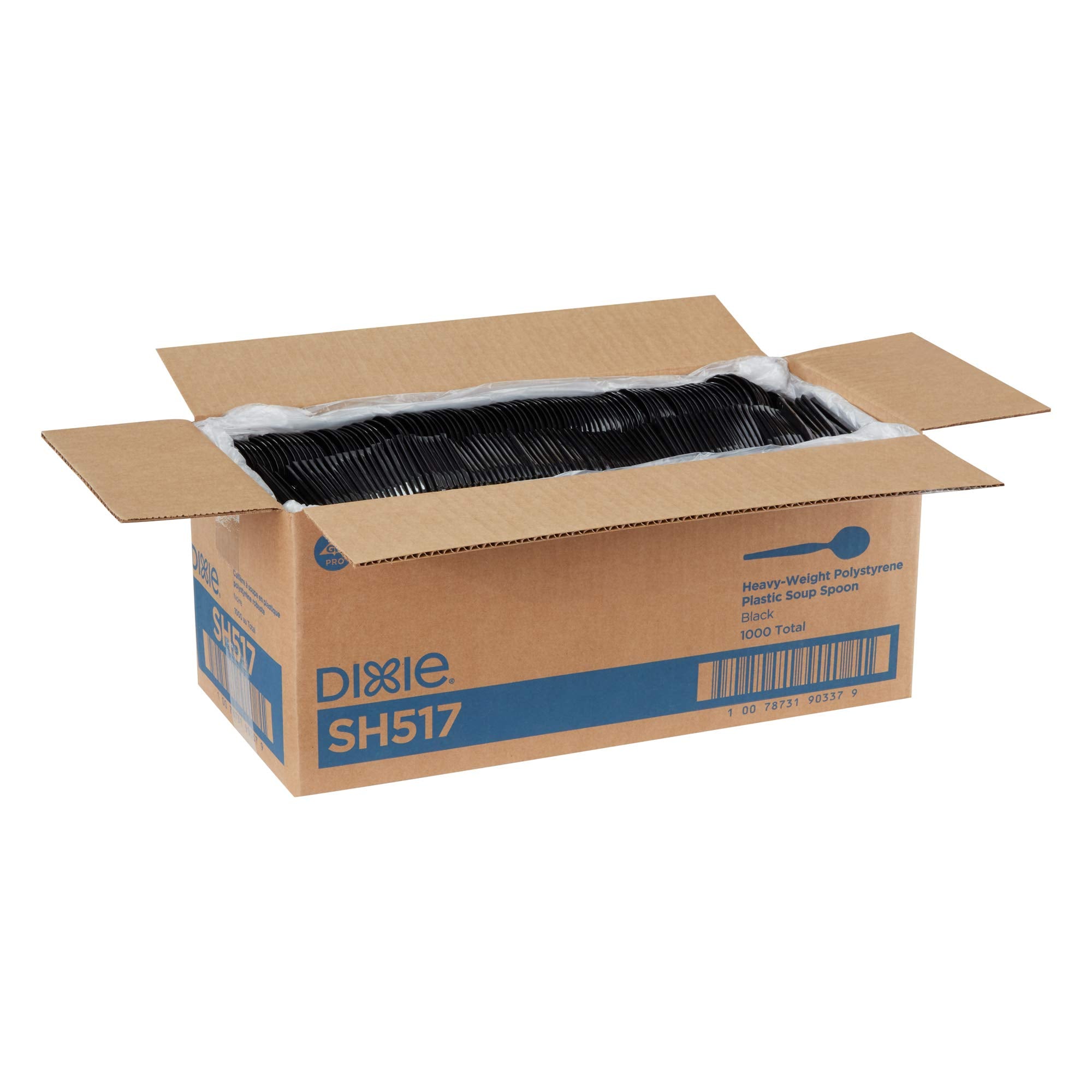 Dixie 5.75" Heavy-Weight Polystyrene Plastic Soup Spoon by GP PRO (Georgia-Pacific), Black, SH517, (Case of 1,000), 1 Box/Case
