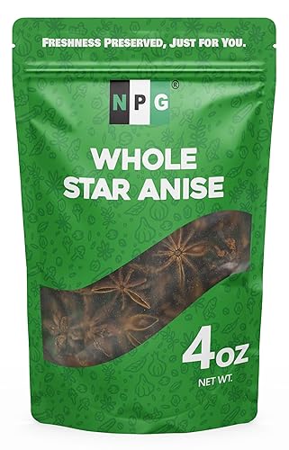 NPG Whole Star Anise Pods 4 Ounce, 100% Natural Whole Chinese Anise Star Pods Sun Dried Spice, Anis Estrella/Badian Khatai/Illicium Verum, Widely Used