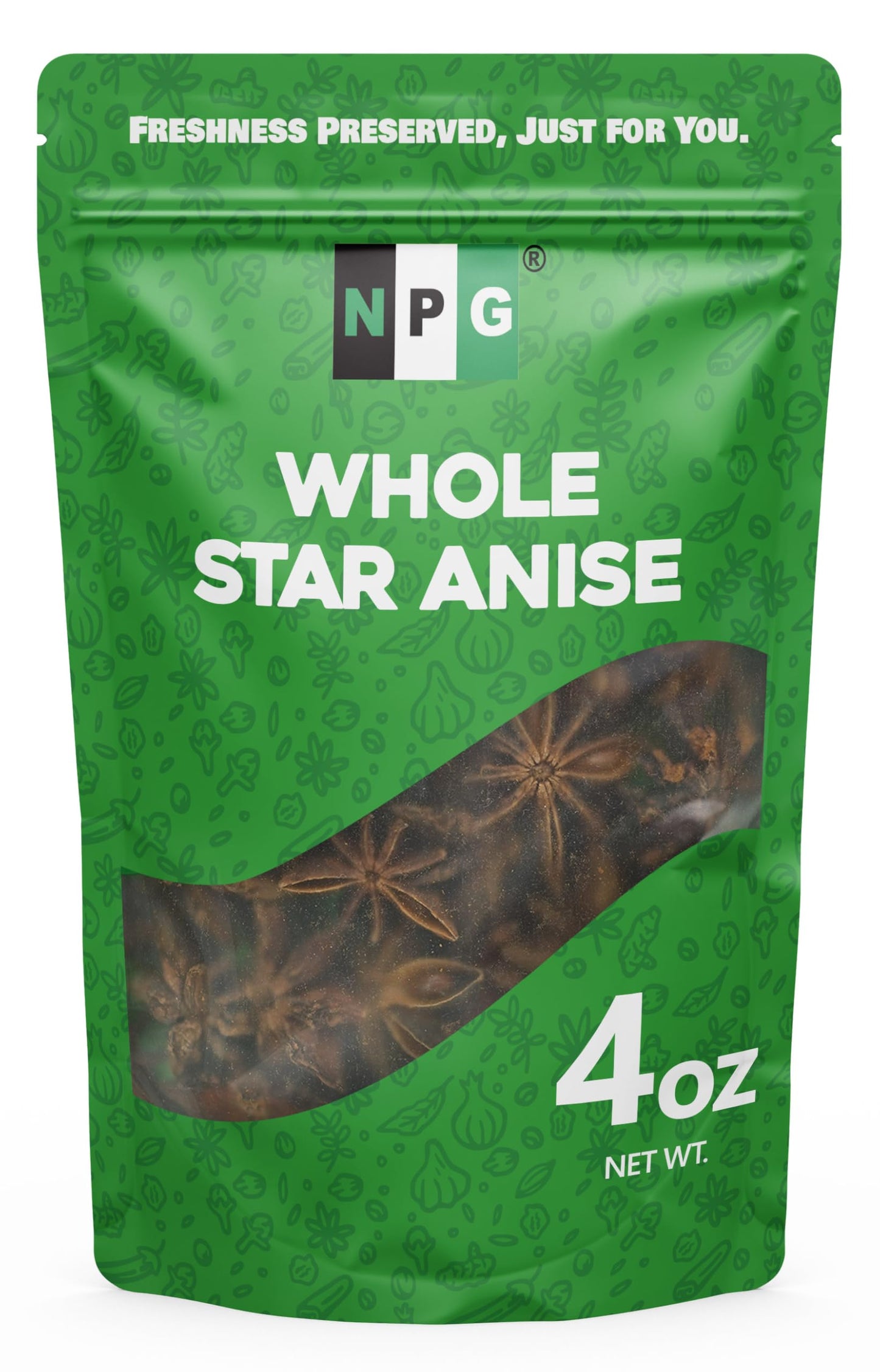 NPG Whole Star Anise Pods 4 Ounce, 100% Natural Whole Chinese Anise Star Pods Sun Dried Spice, Anis Estrella/Badian Khatai/Illicium Verum, Widely Used