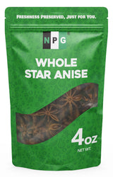 NPG Whole Star Anise Pods 4 Ounce, 100% Natural Whole Chinese Anise Star Pods Sun Dried Spice, Anis Estrella/Badian Khatai/Illicium Verum, Widely Used