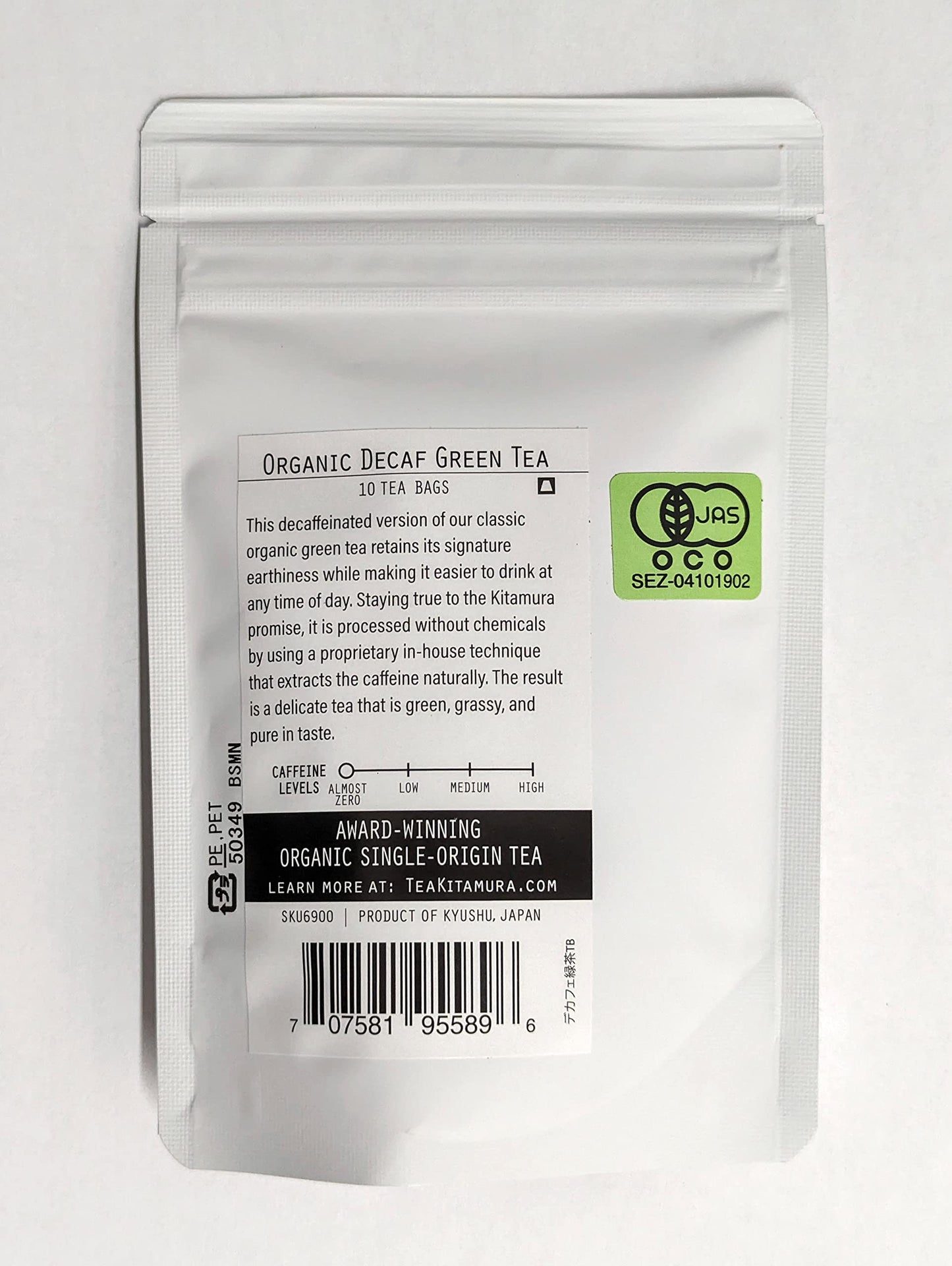 Organic Japanese Decaffeinated Green Tea 10 Tea Bags Hand Crafted in Small Batch by Tea Kitamura Made in Japan