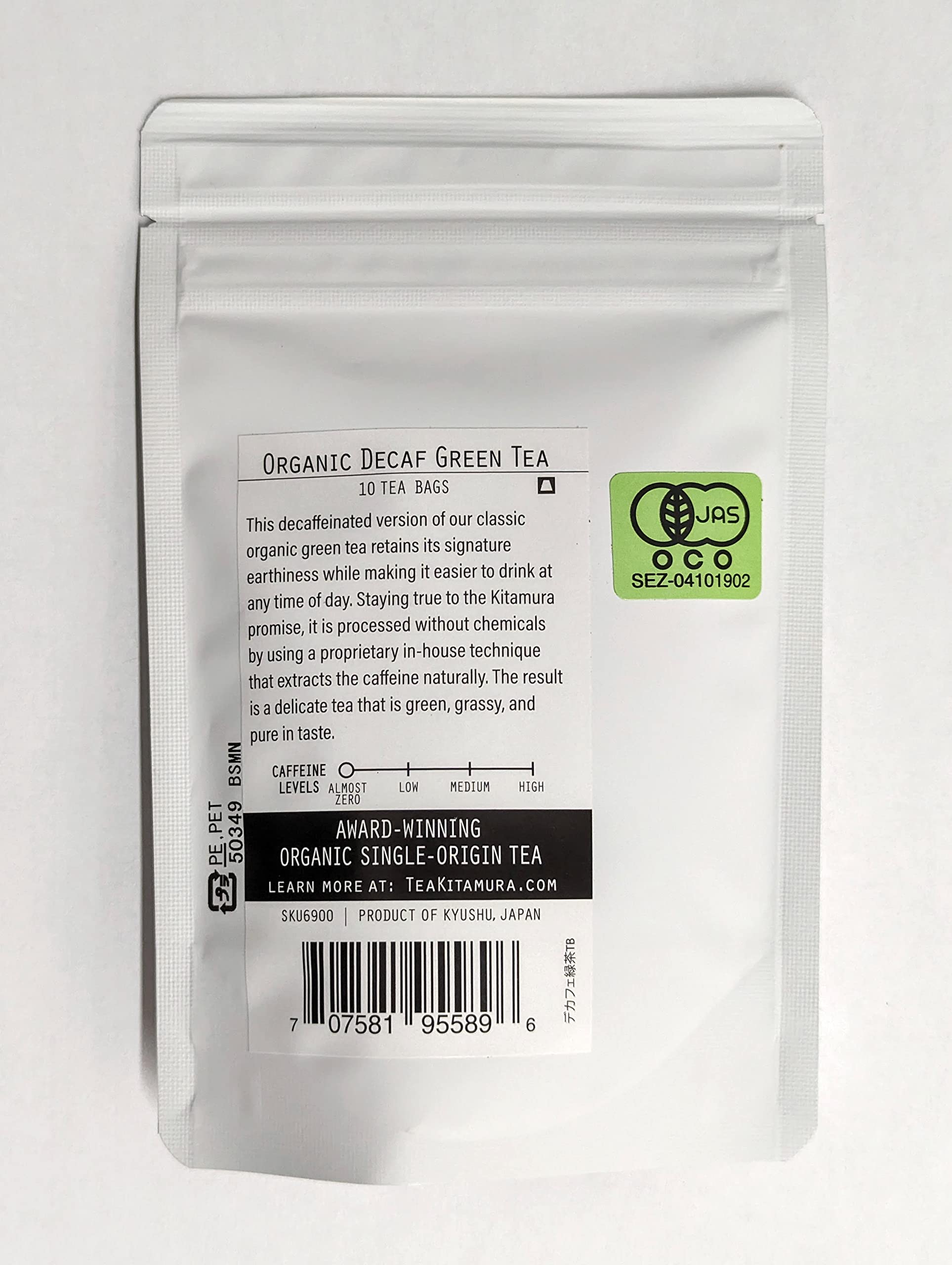 Organic Japanese Decaffeinated Green Tea 10 Tea Bags Hand Crafted in Small Batch by Tea Kitamura Made in Japan