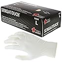 MCR Safety 5055XL SensaGuard Industrial Grade Latex Double Chlorinated Powder-Free Disposable Gloves, Natural, X-Large, Pack of 100