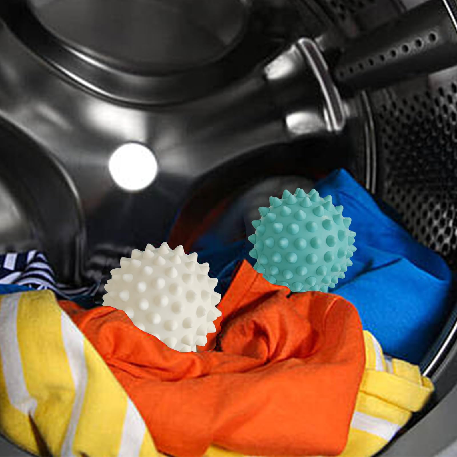 XL Wool Dryer Balls, 8PCS Natural Fabric Softener, Fluff Laundry Wrinkle Release and Saves Drying Time, Reusable (4PCS Plastic Balls and 4PCS Wool