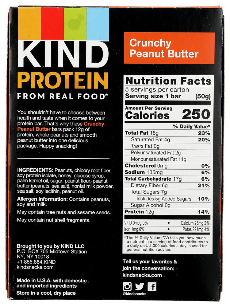 KIND Protein, Crunchy Peanut Butter, 8oz (Pack Of 5)