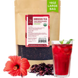 Soeos Organic Hibiscus Flower Herbal Tea, 1lb (16oz), Hibiscus Tea Loose Leaf, Bold Tart Flavor, Caffeine-Free & Naturally Refreshing, Perfect