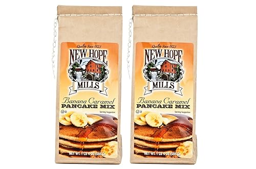 New Hope Mills Banana Caramel or Birthday Cake Pancake Mix- Two 20 oz. Bags (Banana Caramel)