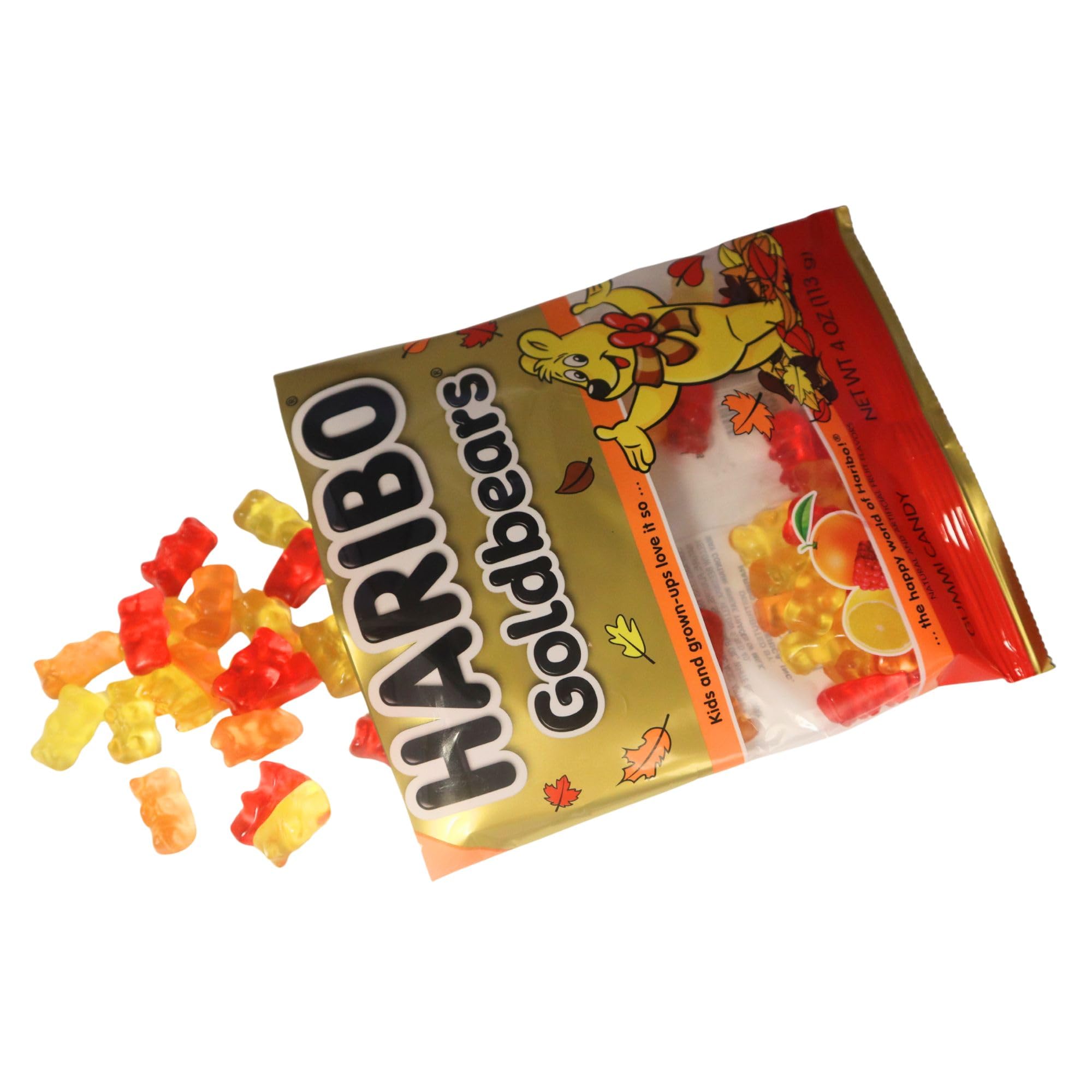 Haribo Goldbears Fall Edition - Pack of 3 Bags (4 oz Each) - Red, Orange & Yellow Gummy Bears - Autumn Seasonal Candy - Fruity Chewy Treats for Fall