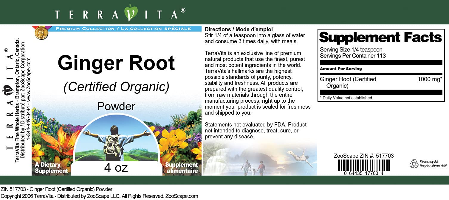 Ginger Root (Certified Organic) Powder (4 oz, ZIN: 517703) - 3 Pack