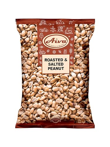 Aiva Roasted and Salted Peanuts | Dry Roasted Peanuts | (Premium Grade Quality) - Crunchy and Savory Snack for Snacking, Cooking, and Toppings |