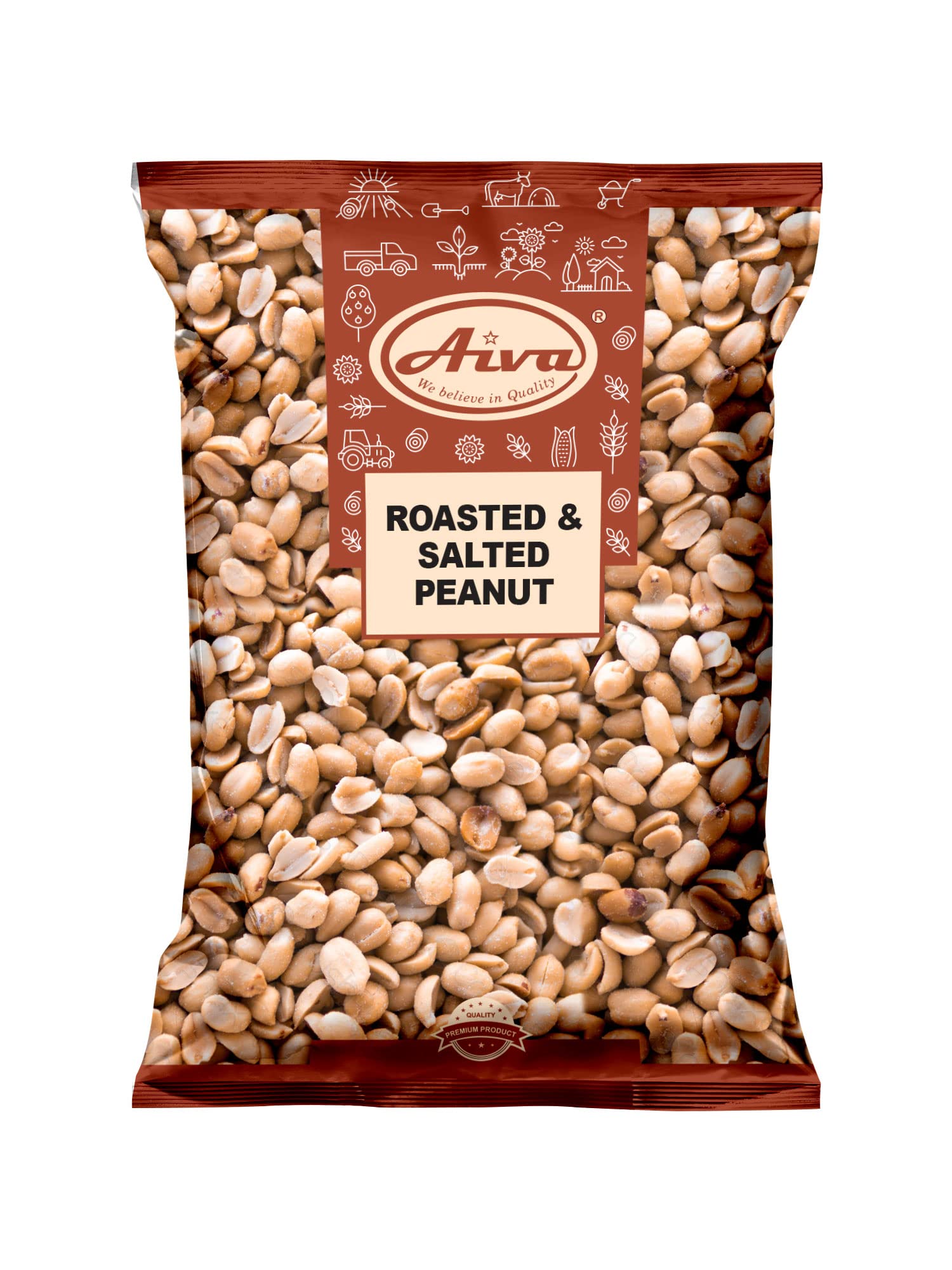 Aiva Roasted and Salted Peanuts | Dry Roasted Peanuts | (Premium Grade Quality) - Crunchy and Savory Snack for Snacking, Cooking, and Toppings |