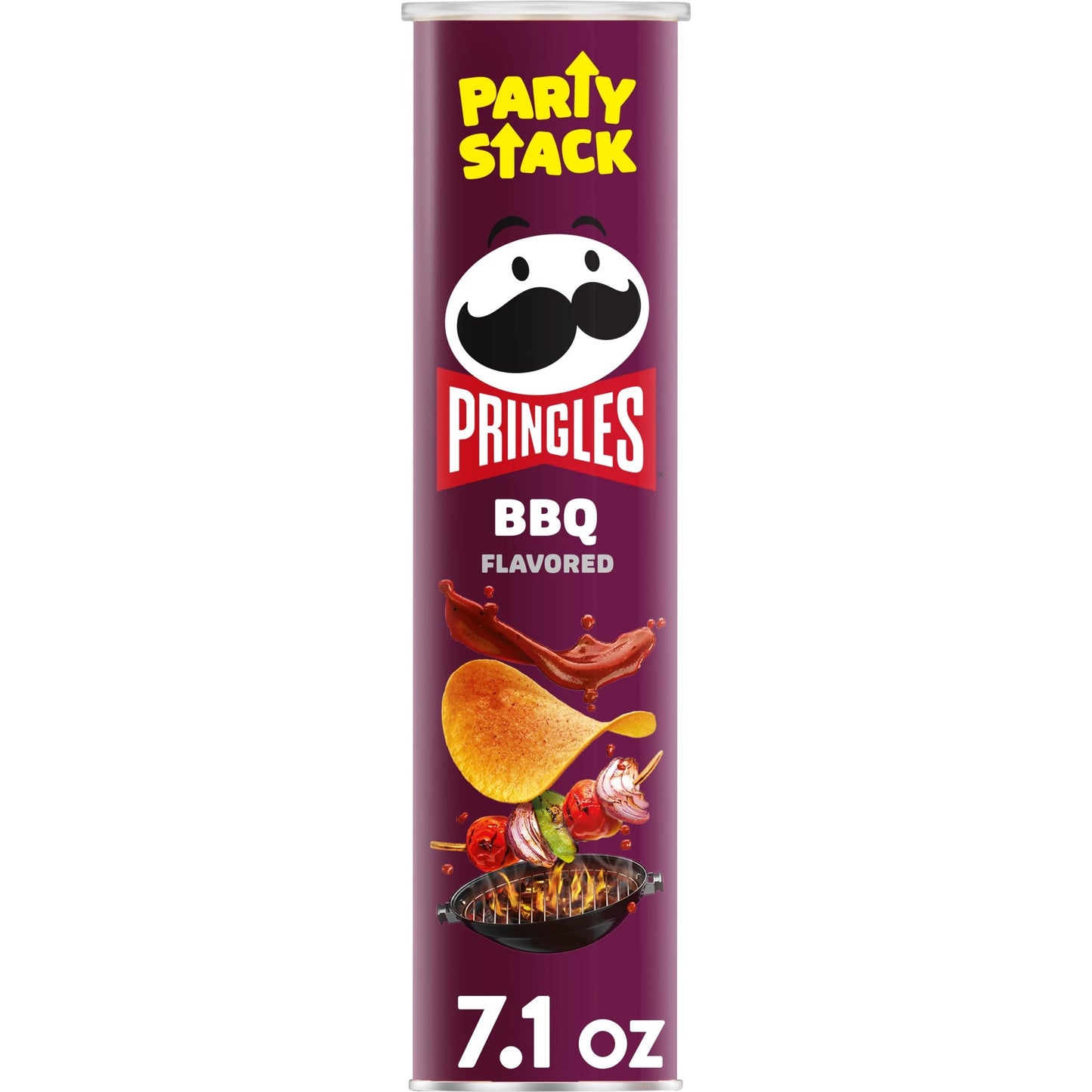 Pringles Potato Crisps Chips, Lunch Snacks, On-The-Go Snacks, Party Stack, BBQ, 7.1oz Can (1 Can)