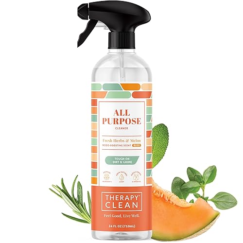 Therapy Clean All Purpose Cleaning Spray - Fresh Herbs & Melon 24 fl. oz - 100% Natural Scent, Kitchen Surface Counter, Surface Cleaner, Non Toxic All