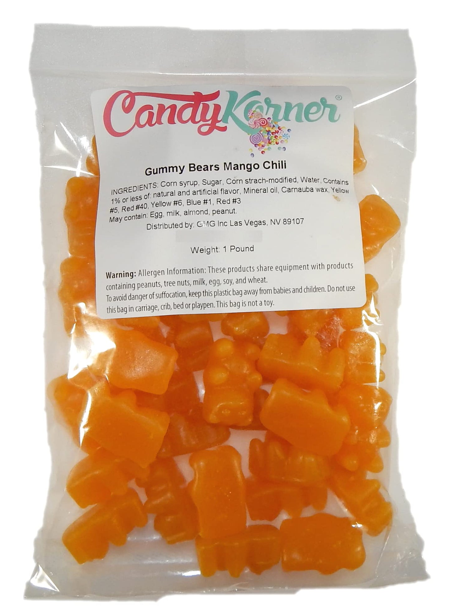 Gummy Bears Mango Chili - Sweet's Chili Mango Gummy Bears 1 Pound (16 Ounce) By CandyKorner