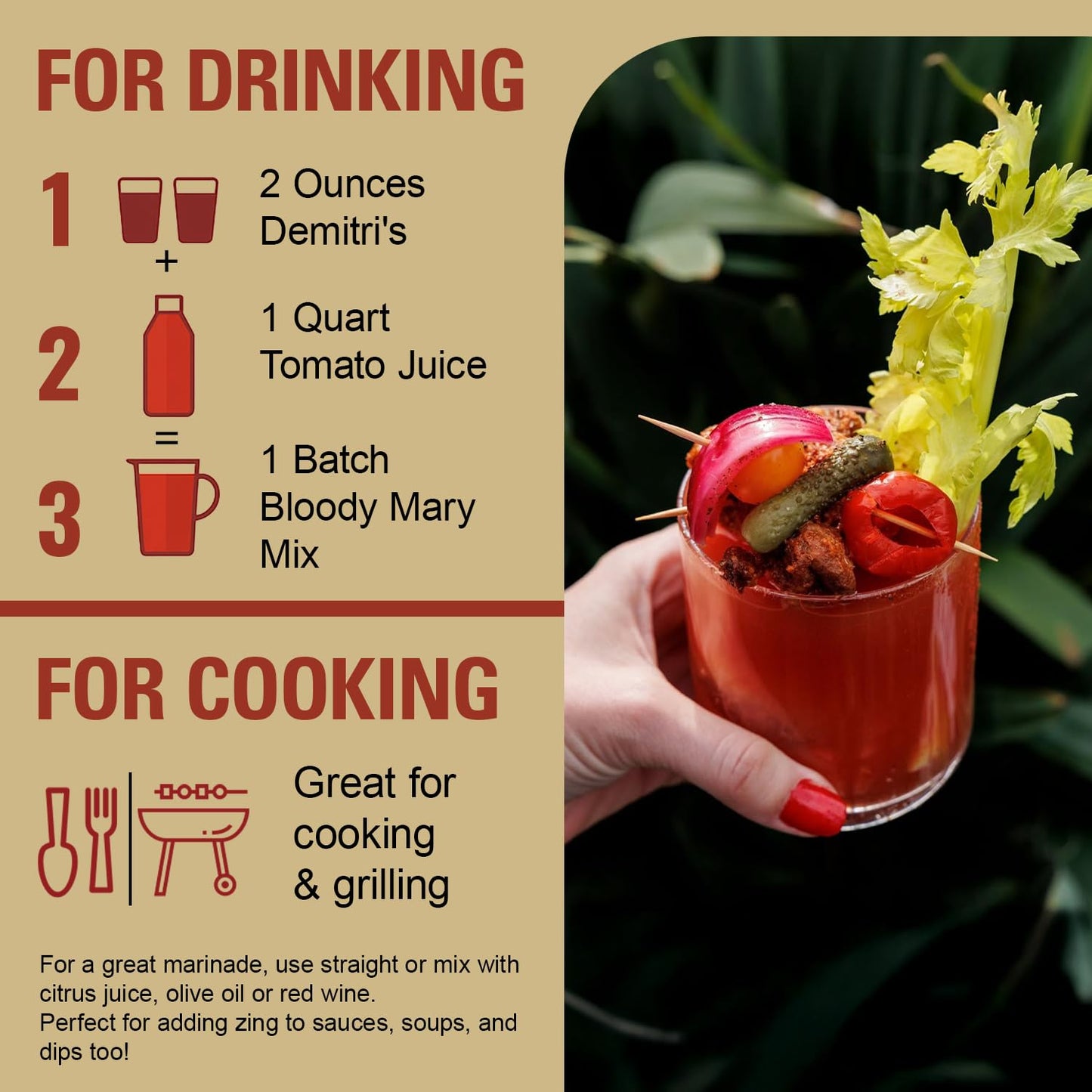 Demitri’s Bloody Mary Seasoning - Classic Receipe, Extra Horseradish, Chillies & Pepper, Chipotle habañero - Spicy Cocktail Drink Mix - Gluten Free