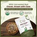Organic Way Red Clover Flower Cut & Sifted (Trifolium Pratense) Herbal Tea | European Wild-Harvest | Organic & Kosher Certified | USDA Certified |