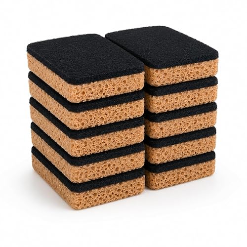 SOFTMED 10-Pack Heavy Duty Scrub Sponges, Dual-Sided Kitchen Cleaning Sponges for Dishwashing, Non-Scratch Scrubbers for Pots, Pans, and Household