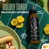 Heartbeat Hot Sauce Dill Pickle Serrano - 6 fl oz Bottle - Versatile Hot Sauce for Wings, Tacos, Pizza, Burgers and Snacks - Unique Buffalo Sauce