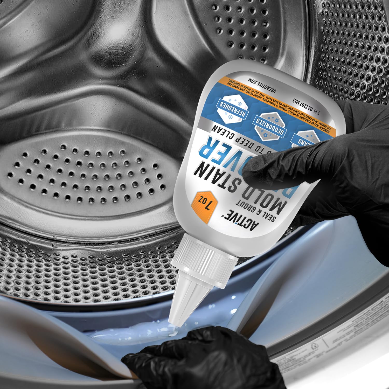 ACTIVE Mold Stain Remover Gel Cleaner Heavy Duty Stain Cleaner for Front Loader Washing Machine Seal, Bathroom Grout, Shower, Caulk - Front Load