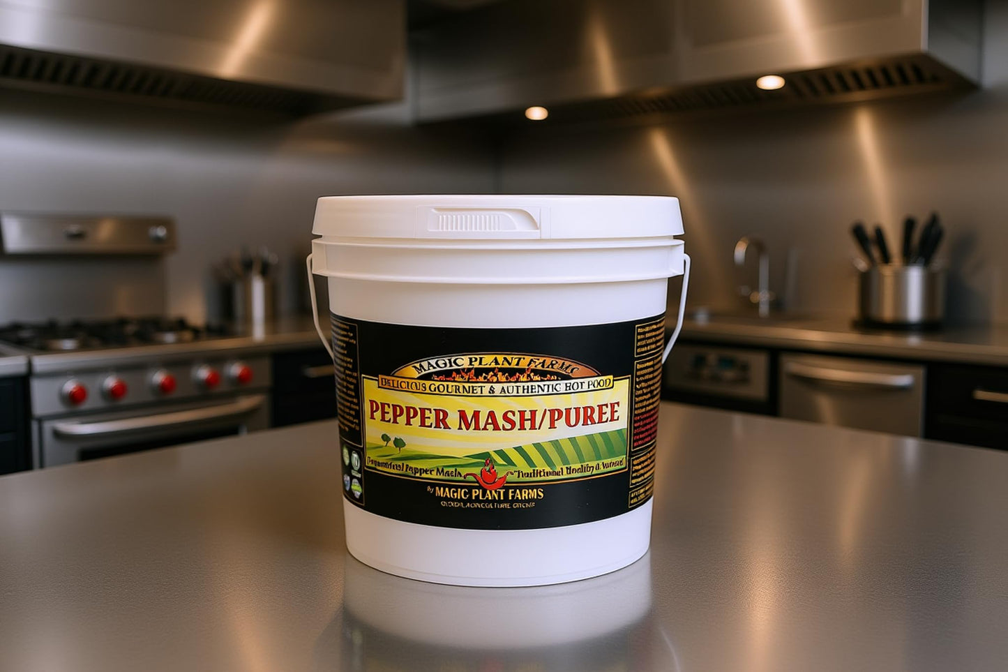 Magic Plant Red Carolina Reaper Pepper Puree, 8 Lb Bulk - 1.5M to 2M (SHUs) Hottest Fermented Reaper Puree for Cooking, Maranades, Hot Sauce and More
