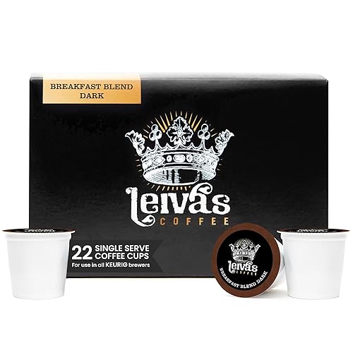 Leiva’s Guatemalan Single Serve K-cups Coffee Pods (22 Count) - Small Batch, Breakfast Blend Dark Roast Capsules - Rich, Bold & Balanced Flavor