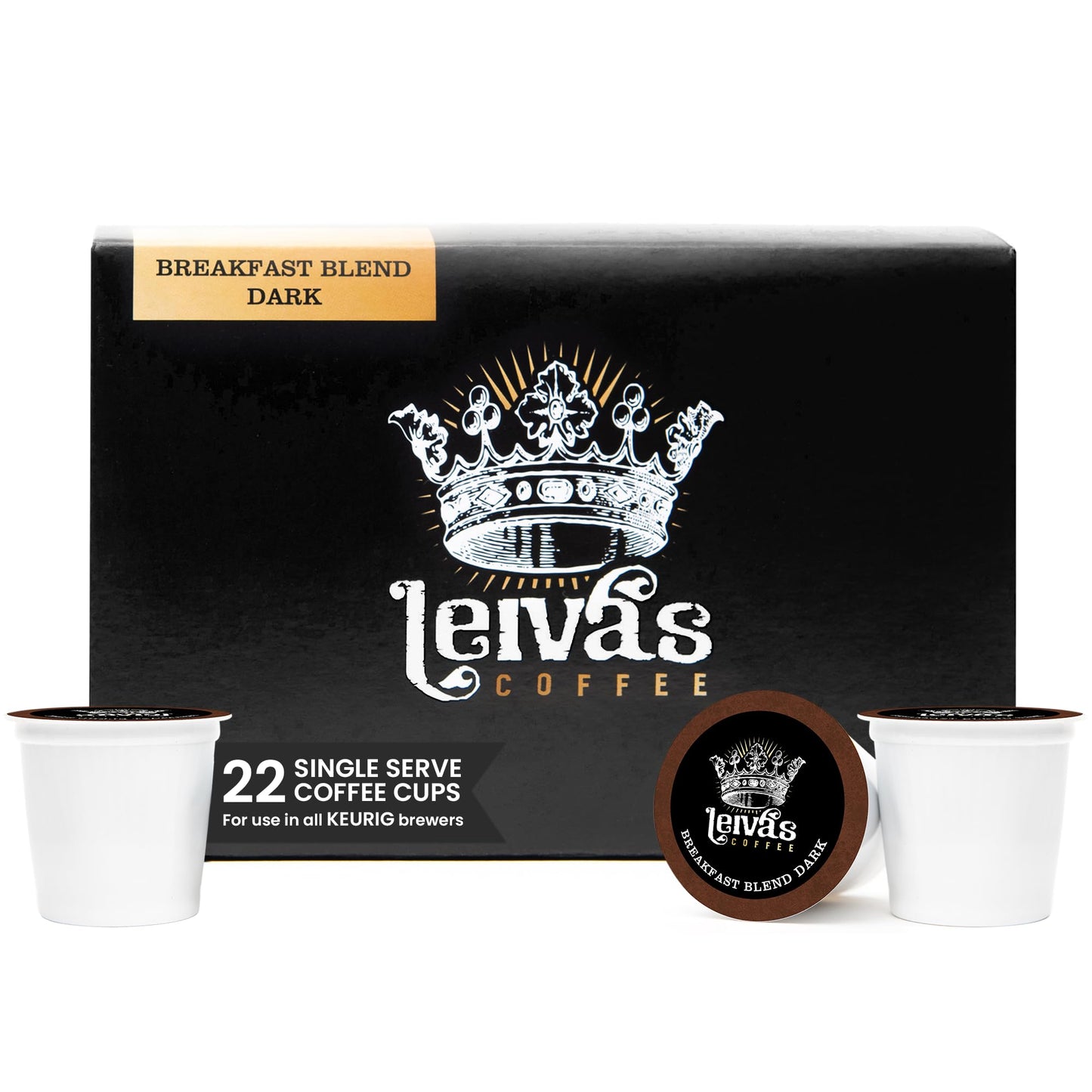 Leiva’s Guatemalan Single Serve K-cups Coffee Pods (22 Count) - Small Batch, Breakfast Blend Dark Roast Capsules - Rich, Bold & Balanced Flavor
