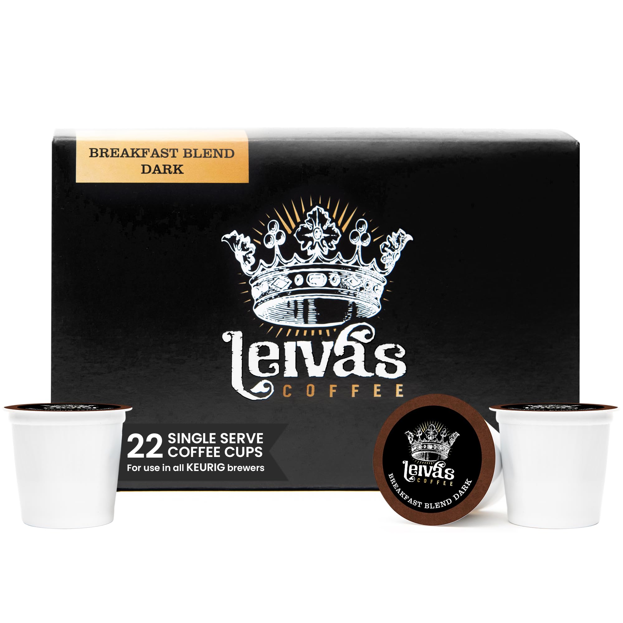 Leiva’s Guatemalan Single Serve K-cups Coffee Pods (22 Count) - Small Batch, Breakfast Blend Dark Roast Capsules - Rich, Bold & Balanced Flavor