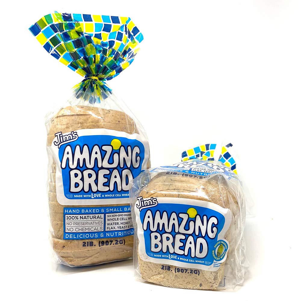 Jim's Amazing Bread/Sliced Whole Cell Wheat Bread 2lb / Gluten Inactive / 5g of Fiber/ 6 All-Natural Ingredients/Non-GMO/Delicious and Healthy (2