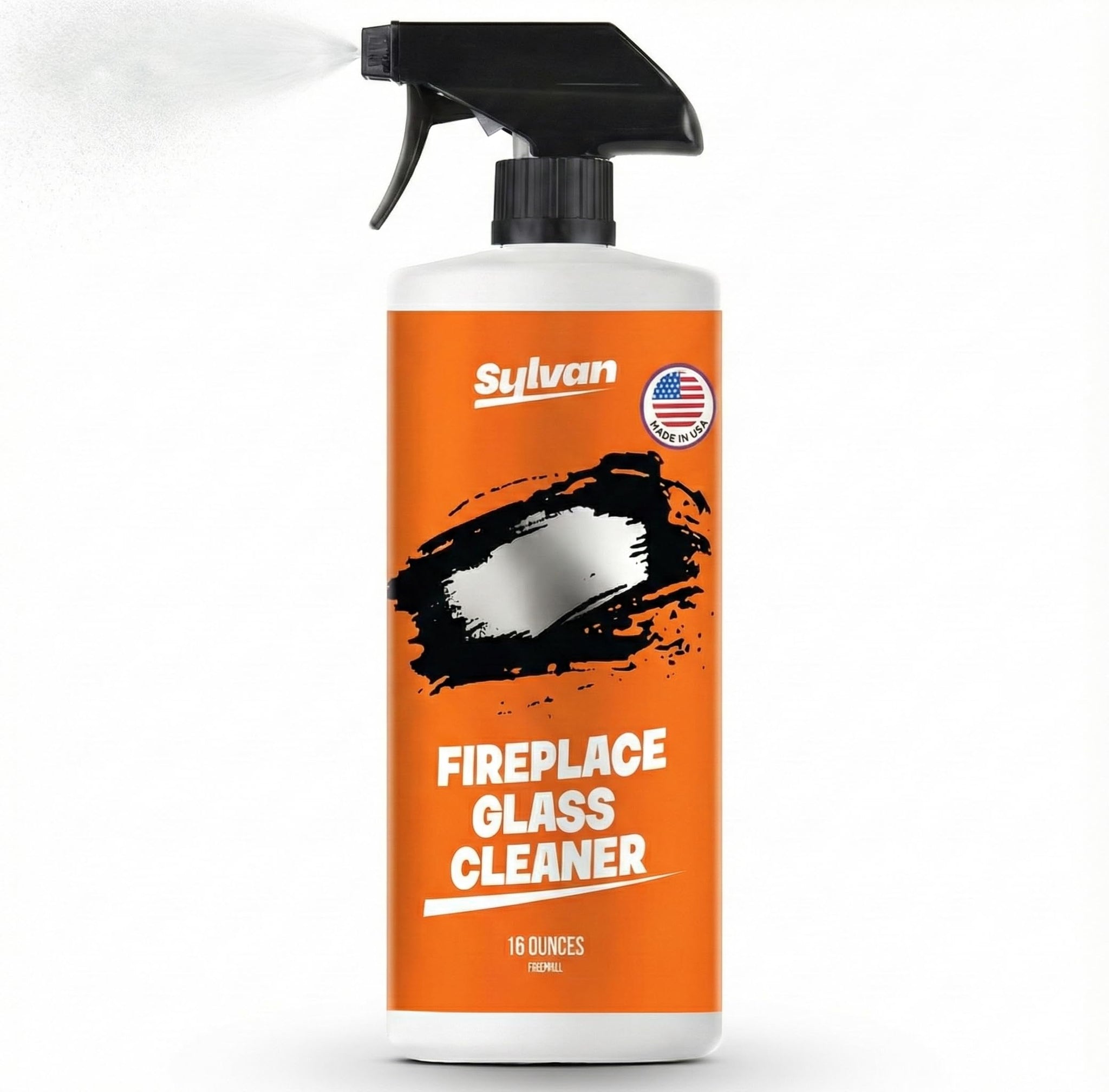 Sylvan Hills Fireplace Glass Cleaner 16 oz | Made in the USA | Removes Tough Stains | Heavy Duty Soot, Creosote & Smoke Stain Remover - Fast-Acting