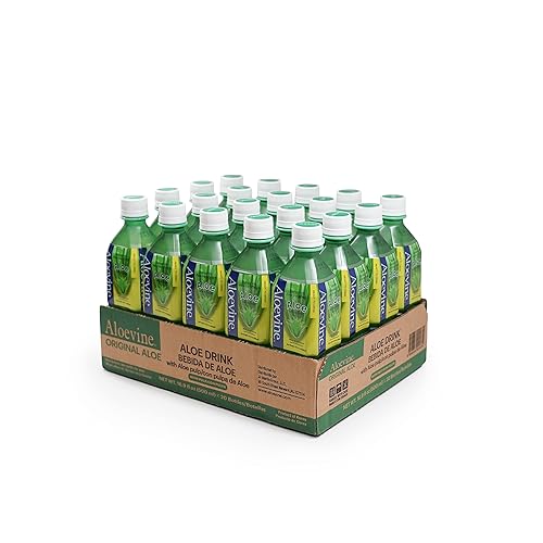 Aloevine Aloe Vera Drink Original - Drink Aloe Juice with Real Aloe Chunks | Healthy Plant-Based Korean Beverage | Aloe Vera Juice | 16.9 oz Bottles