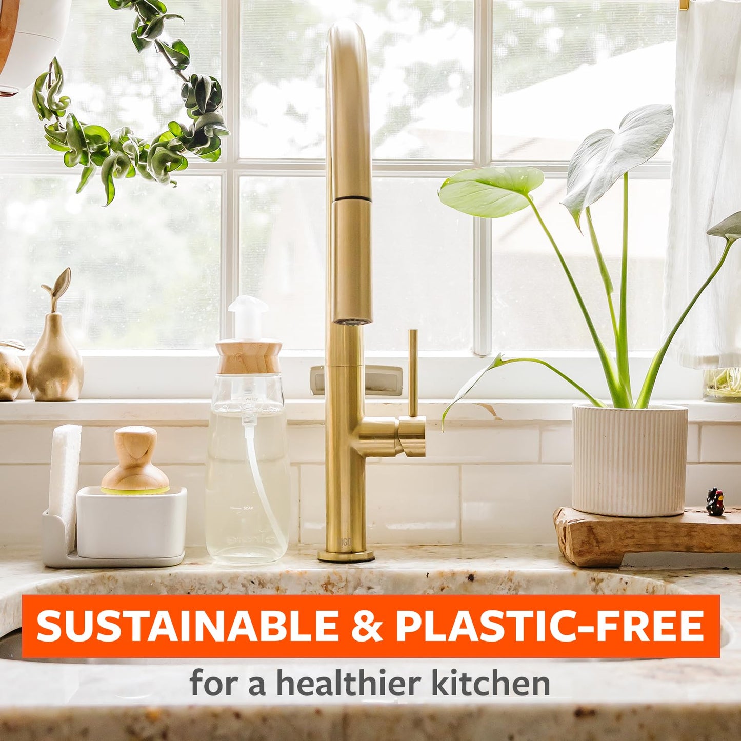 Full Circle 100% Plant-Based Cellulose Sponges - Pack of 3 - Plastic-Free, Natural Sponge, No Microplastics, Safe for Nonstick Cookware