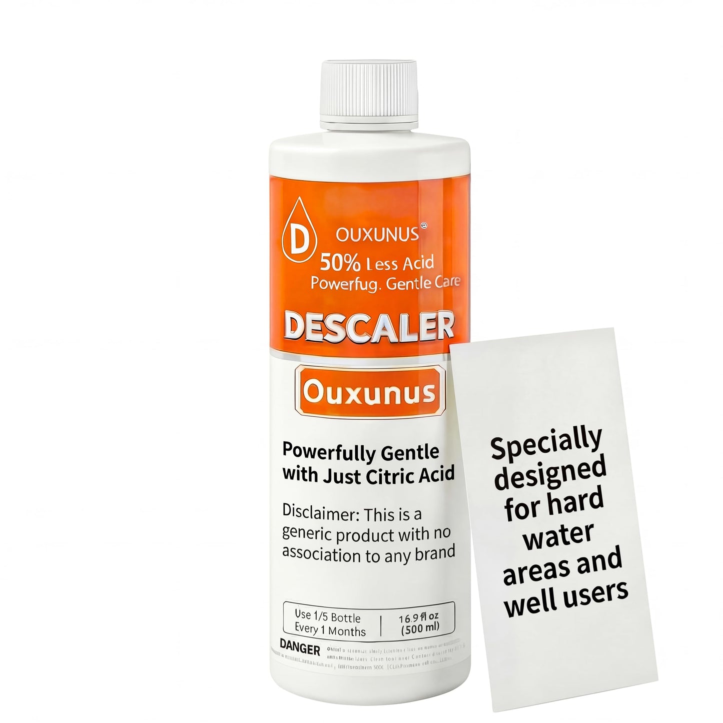 Ouxunus Gentle Descaling Solution Compatible with DeLonghi Coffee Machines, 16.9 fl Oz Professional Formula for Hard Water & Well Users, ?5 Uses