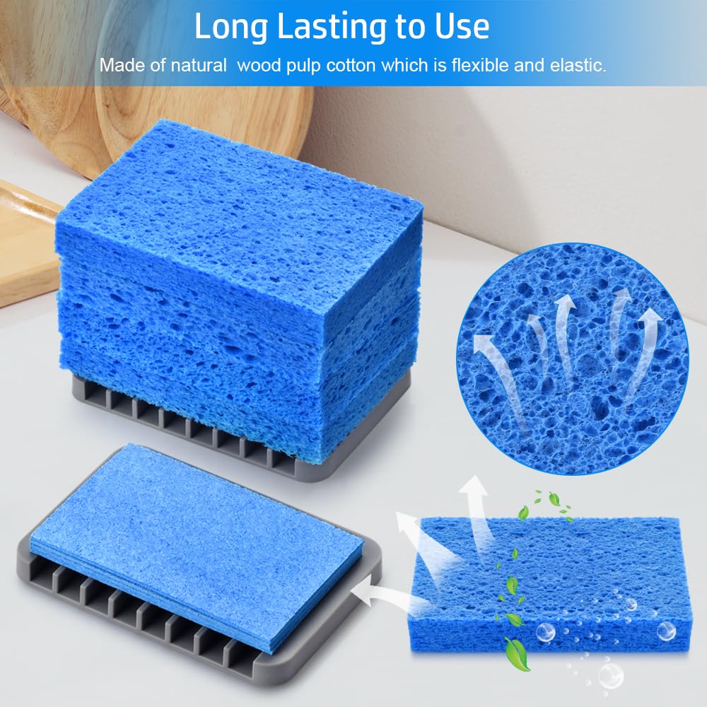Mcyye 4PCS Compressed Kitchen Sponges for Household Use, Zero Scratch Scrub Dish Sponge Kitchen, Dual Sided Multipurpose Cleaning Sponges for Dishes