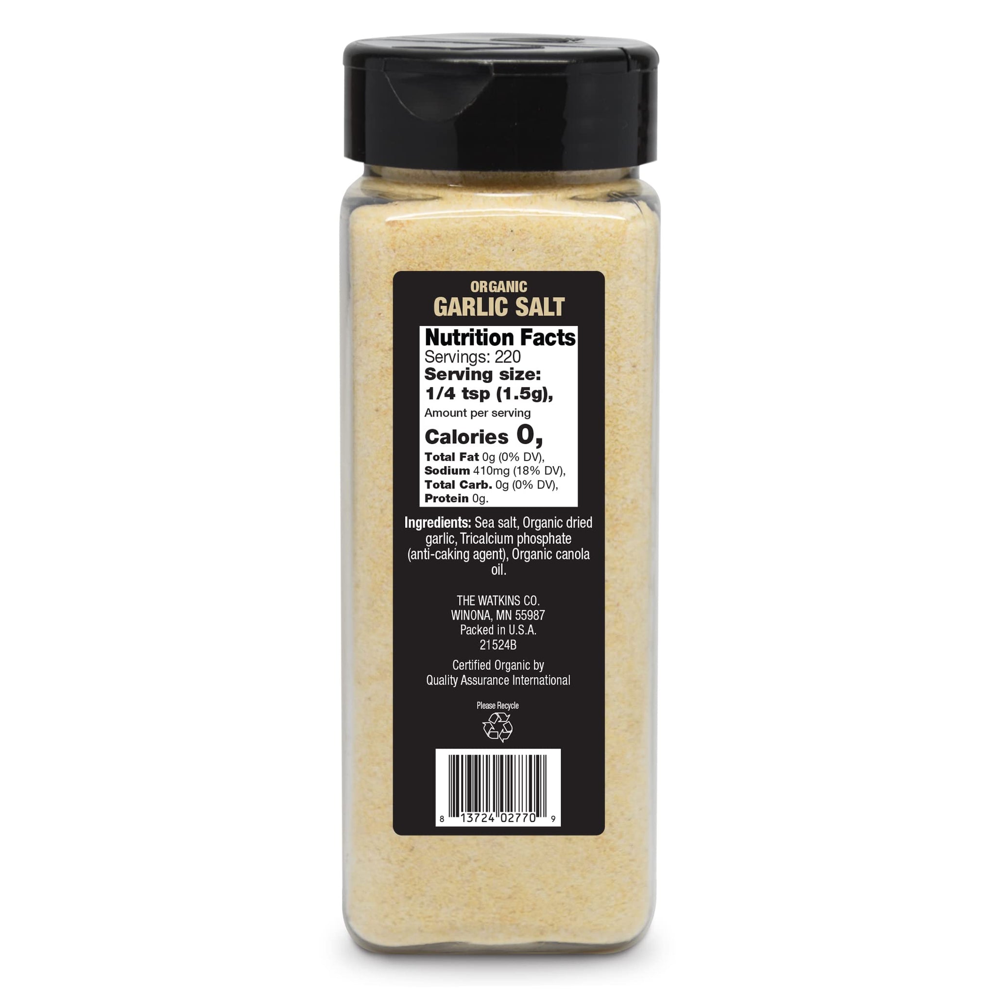 Watkins Organic Garlic Salt, 11.6 oz., 1-Pack