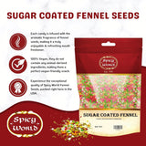 Spicy World Sugar Coated Fennel Seeds | Sweet Saunf Candy for Mouth Freshening - 7 Oz (200g) Pack | Premium Quality Fennel Mouth Freshener | Indian