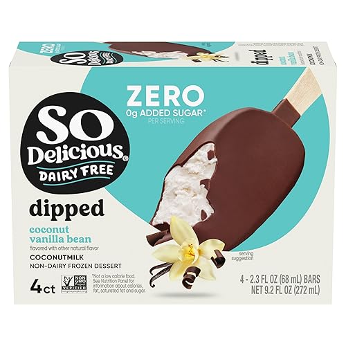 SO DELICIOUS Dessert Coconut Milk Bar Mini Chocolate Vanilla No Sugar Added, 2.3 Fl Oz, 4 Count