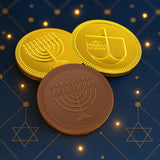 The Dreidel Company Hanukkah Chocolate Gelt, 576-Pack Mesh Bags of Milk Chocolate Coins, Kosher Certified Dairy, Dreidel and Menorah Design Chanukah