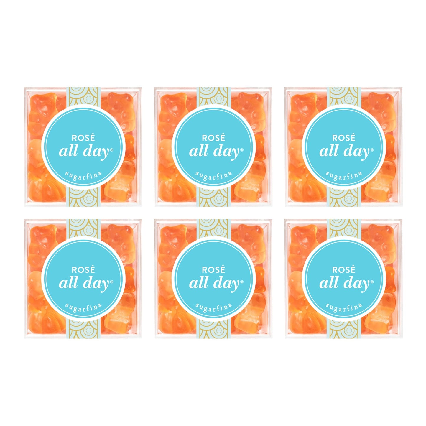 Sugarfina Rosé All Day Bears Small Candy Cube, Gummy Bears, 3.3 oz, 6 Count