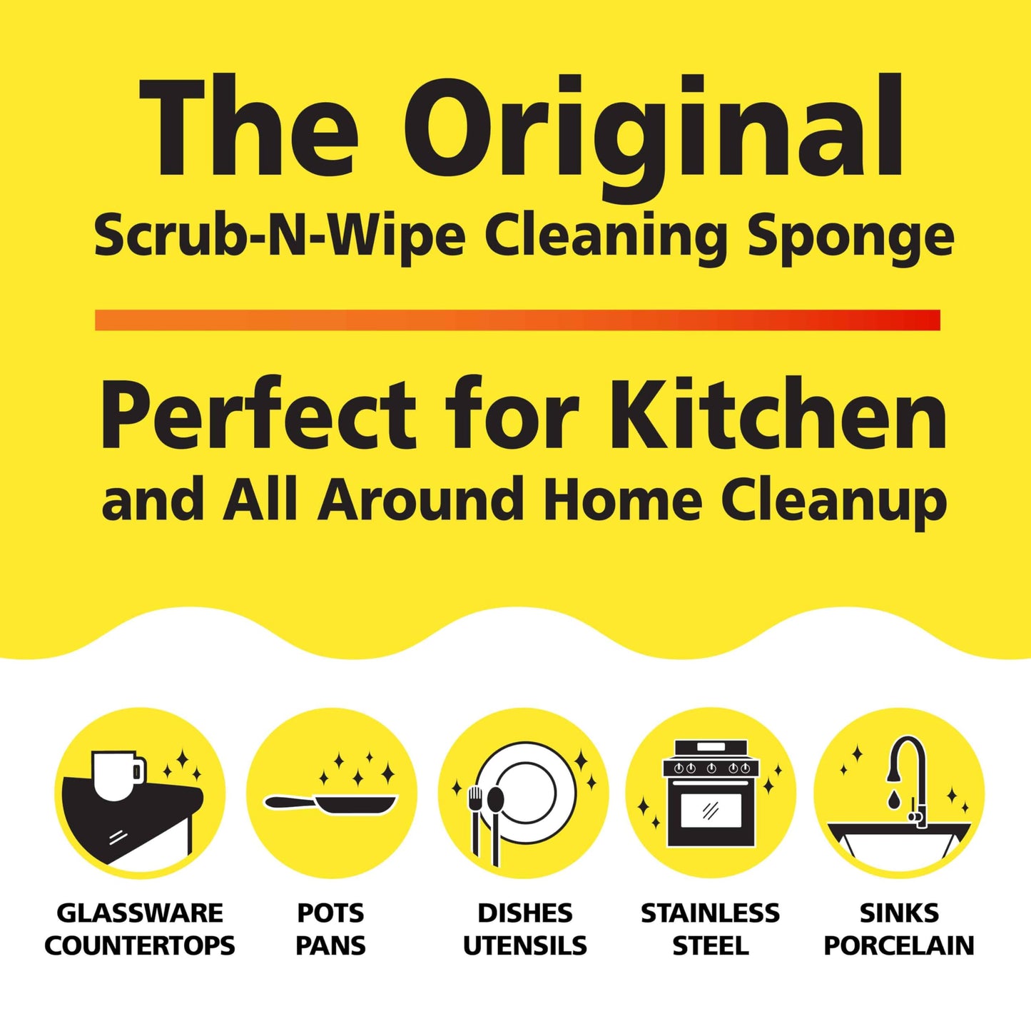Original Scrub-N-Wipe Pad by Tuff-Scrub, 6-Pack, Microfiber, Multi-Surface, Non-Scratch, Dual-Sided, Scrubber for Dishes, Sinks, Non-Stick Cookware