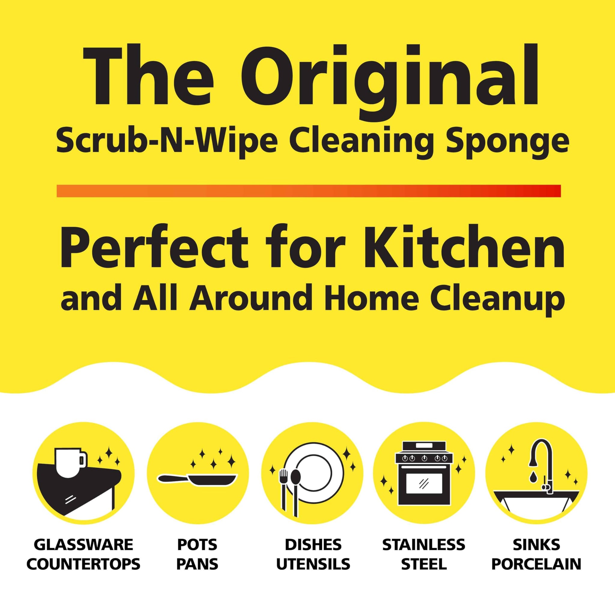 Original Scrub-N-Wipe Pad by Tuff-Scrub, 6-Pack, Microfiber, Multi-Surface, Non-Scratch, Dual-Sided, Scrubber for Dishes, Sinks, Non-Stick Cookware